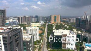 PD1309 - Aerial View of Financial District Avenue with ICICI Bank and Skyscrapers