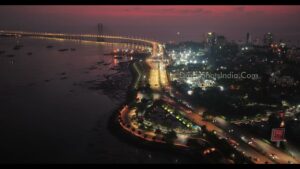 PD1215 - Aerial Night View of Bandra Reclamation Promenade and Sea Link Entrance