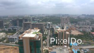 PD1336 - Aerial View of Modern IT Corridor and Corporate Skyline