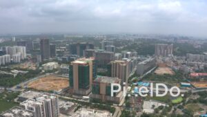 PD1335 - Aerial View of Modern IT Park Complex and Sprawling Cityscape
