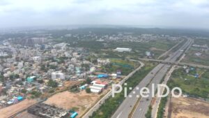 PD1333 - Aerial View of Construction Labor Camp and Highway Expressway