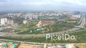 PD1332 - Aerial View of Expressway and Modern Residential Skyline