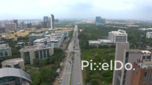 PD1324 - Aerial View of Financial District Avenue with Kapil Towers and ICICI Bank
