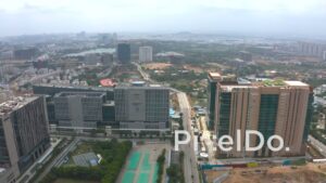 PD1322 - Aerial View of Waverock IT Park and Financial District Skyline