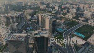 PD1374 - Aerial View of Modern High-Rise Residential Apartments and Cityscape