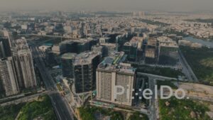 PD1368 - Aerial View of Knowledge City Skyline and Qualcomm Campus