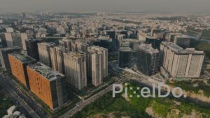 PD1367 - Aerial View of Knowledge City Skyline and T-Hub Phase 2