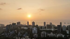 PD1259 - Aerial Sunset View of Bandra West Cityscape and Sea Link