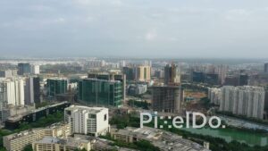 PD1352 - Aerial View of High-Rise Construction and Modern City Skyline