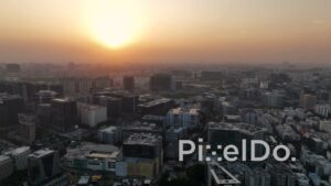 PD1407 - Aerial View of Knowledge City and Madhapur Skyline at Sunset