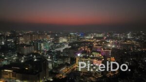 PD1421 - Aerial Night View of Hyderabad IT Park and City Skyline