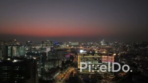 PD1420 - Aerial Wide Night View of Mindspace IT Park and City Skyline