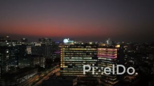 PD1418 - Aerial Night View of Illuminated Mindspace IT Park Skyline at Twilight