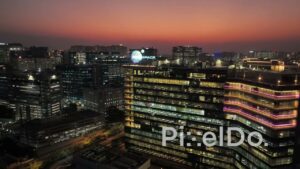 PD1416 - Aerial Night View of Illuminated Mindspace IT Park Complex