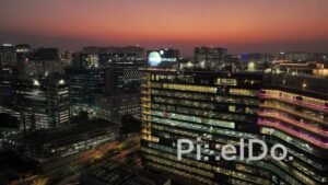 PD1415 - Aerial Night View of Mindspace IT Park and Corporate Skyline
