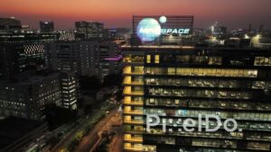 PD1413 - Aerial Night View of Illuminated Mindspace IT Park in Hyderabad