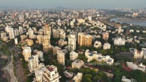 PD1252 - Aerial View of Bandra Bandstand Road and Coastal Residential Skyline