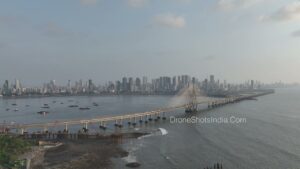 PD1249 - Aerial Wide View of Bandra Worli Sea Link and Worli Skyline