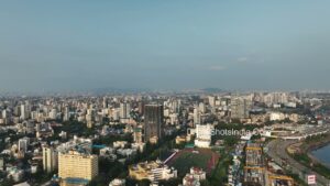 PD1244 - Aerial View of Bandra West Cityscape with Sports Ground and Highway