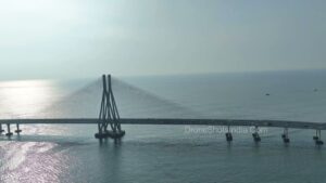 PD1234 - Aerial View of Bandra Worli Sea Link Bridge Over Hazy Ocean