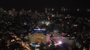 PD1232 - Aerial Night View of Illuminated Lilavati Hospital and Bandra West Skyline