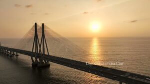 PD1231 - Aerial View of Bandra Worli Sea Link Bridge with Sunset Reflection