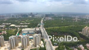 PD1287 - Aerial View of Gachibowli IT Corridor and Modern Cityscape